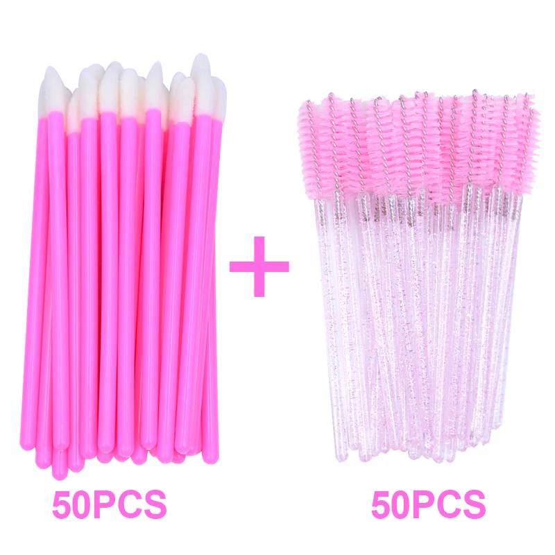 Newest Beauty Tools Set Lip Gloss Cotton Swabs Aplicators Eyelash Eyebrow Comb Brush Crystal Micro Mascara Wands