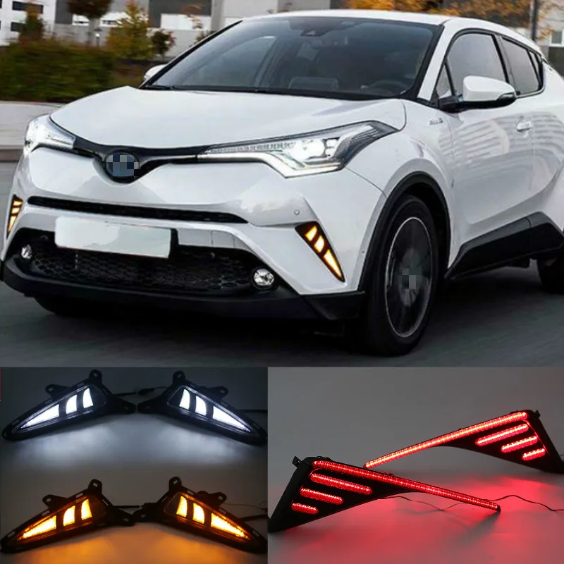 

1Set LED DRL For Toyota C-HR CHR 2016 2017 2018 2019 Daytime Running Light Rear Tail bumper Fog Lamp Brake light Warning light