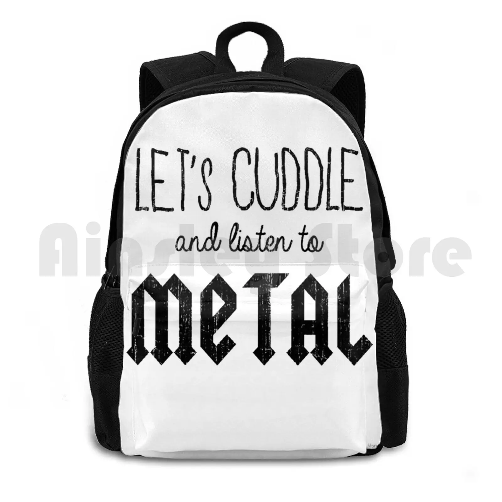 Let's Cuddle And Listen To Metal Outdoor Hiking Backpack Waterproof Camping Travel Metal Music Cuddle Keep Calm