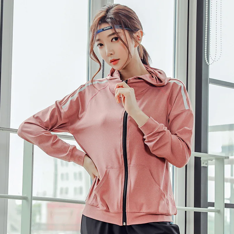 

Women Sport Jacket Quickly Dry Long Sleeve Zip Up Hoodie Sweatshirt Female Running Jogger Fitness Gym Casual Jacket Activewear
