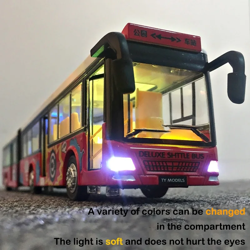 Light and music alloy double decker bus bus toy boy children\'s toy car open door large school bus bus model