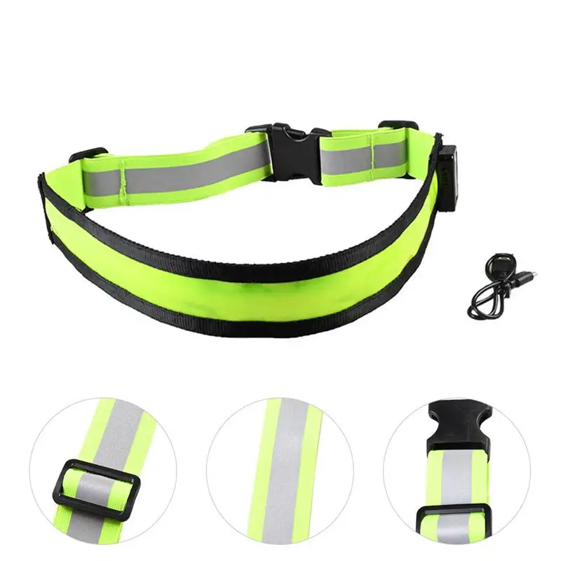 LED Reflective Safety Belt Adjustable Reflective Safety Rechargeable Belt Night Running Walking Biking Drop Shipping (Green)