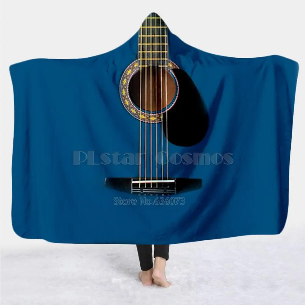 Violin Guitar art Musical instrument Blanket Hooded Blanket 3D full print Wearable Blanket Adults men women Blanket style-15