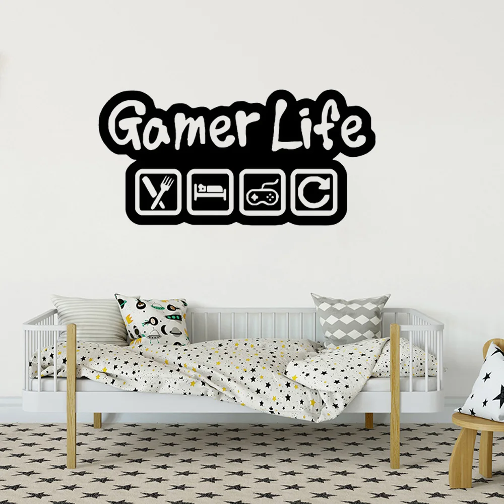 Gamer Vinyl Wall Stickers Video Game Play Room Joystick E Sports Wall Decals Decor