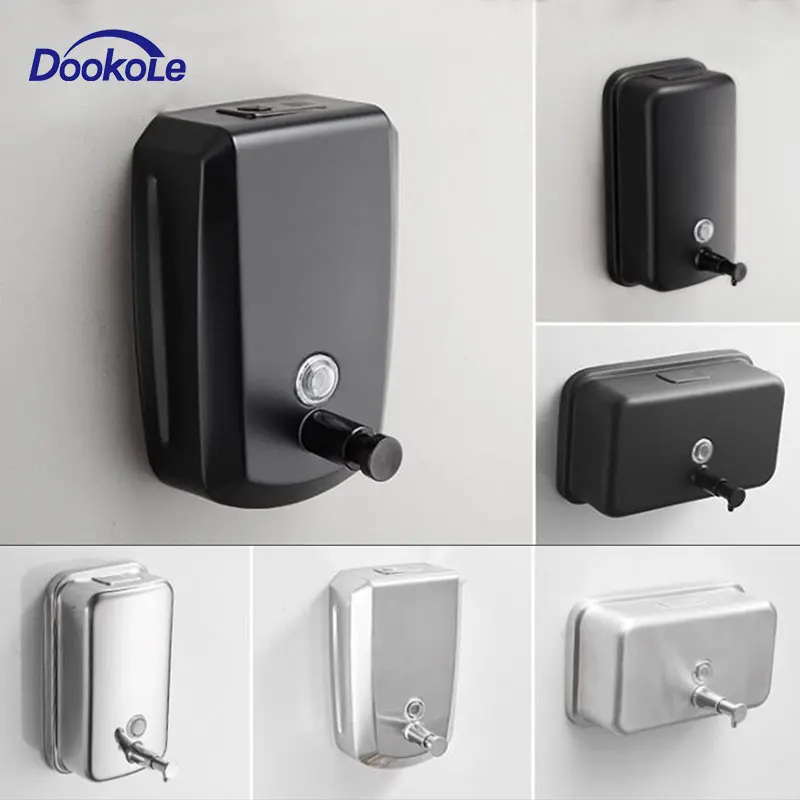 500/800/1000/1200 ml Soap Dispenser Wall Mount Black 304 Stainless Steel Soap Dispensers Leakproof Bathroom Soap Pump