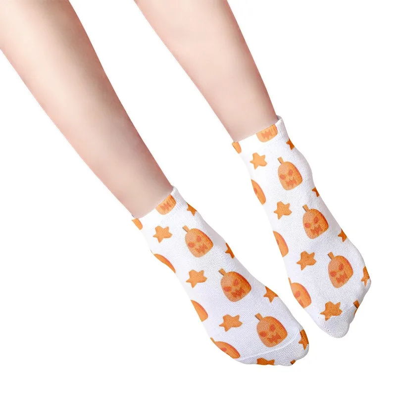 New Funny Cartoon Cosplay Socks Cute Girls\' Happy Pumpkin Short Socks Casual Breathable Street Adult Short Boat Socks