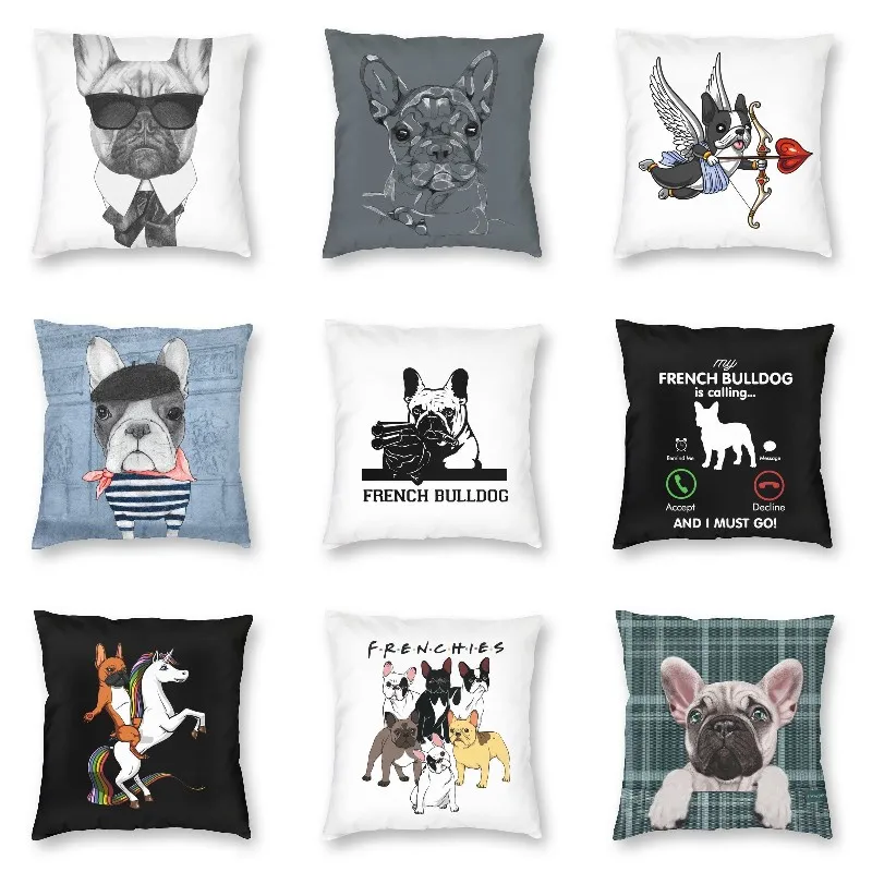 

Nordic Frenchie Dog Lover Pillow Cover French Bulldog Bouledogue Cushions Throw Pillow for Sofa Cover Home Decorative Cushion