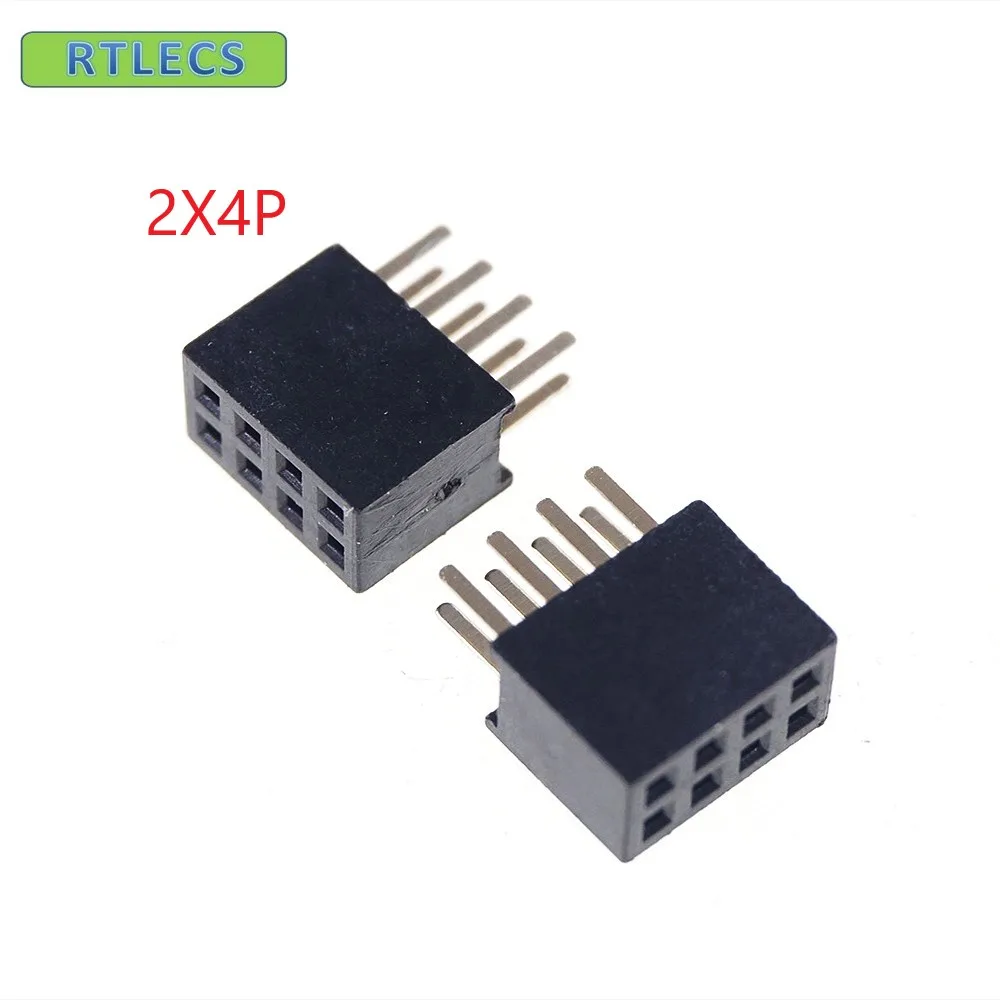 

1000pcs 2x4 P 8 pin 1.27mm Pitch Pin Header Female dual row straight through hole DIP Rohs Lead free