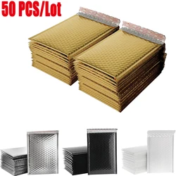 50 pçs/lote envelope de espuma auto selo mailers acolchoados envio envelopes com bolha saco postal pacotes preto ouro prata