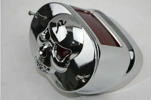 Motorcycle LED Red Tail Light With Chrome Skull Cover For Harley XL FLSTF Touring Models FLHRC FLHTC