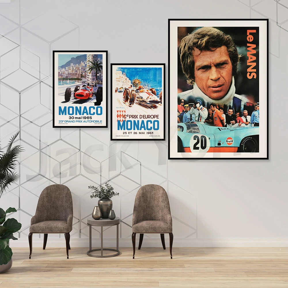 Vintage Car Monaco Gran Prix Poster 1963 / Racing Poster / Michel Beligond Wall Art / Automotive Decor