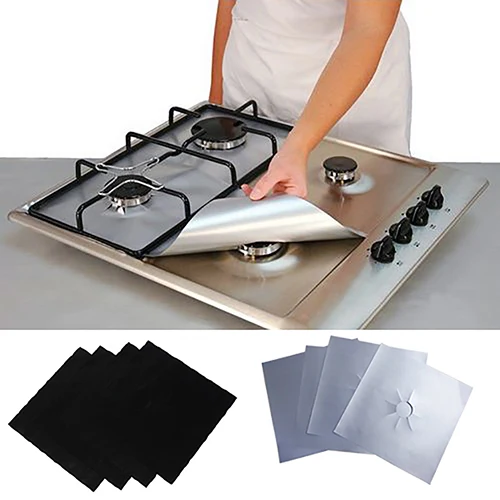 4Pcs/Set Gas Stove Cooker Boiler Hob Oil Protector Furnace Surface Protection Protecting Pad Mat Liner Clean Mat Pad