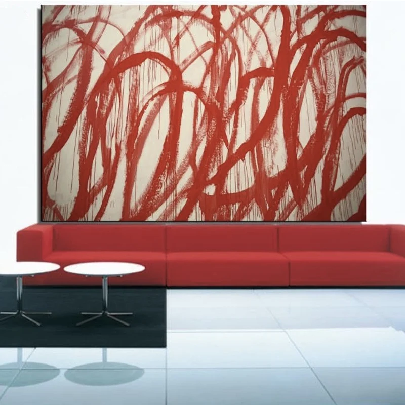 

Cy Twombly Still Life Classical Hand Painted Red Color Oil Painting Drawing Wall Art Canvas Wall Miniature Figure Realistic Wax