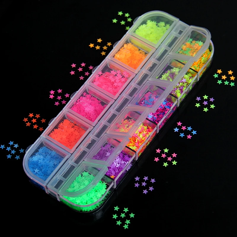 Holographische süße Liebe Herz Nail Art Glitter Pailletten glänzende Laser Fluoreszenz Stern Schmetterling 3D Nägel Dekorationen Zubehör – Detail 4