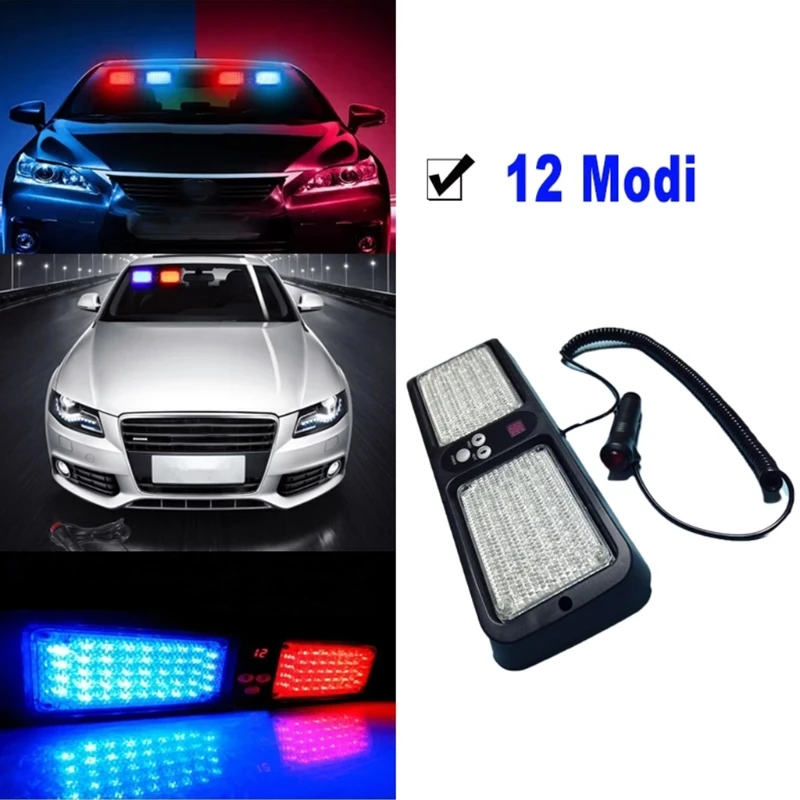 86 LEDs Strobe Light 12 Modes Emergency Flash Warning Caution Sun Visor Sun Shield Lamp Bar for Trucks Cars