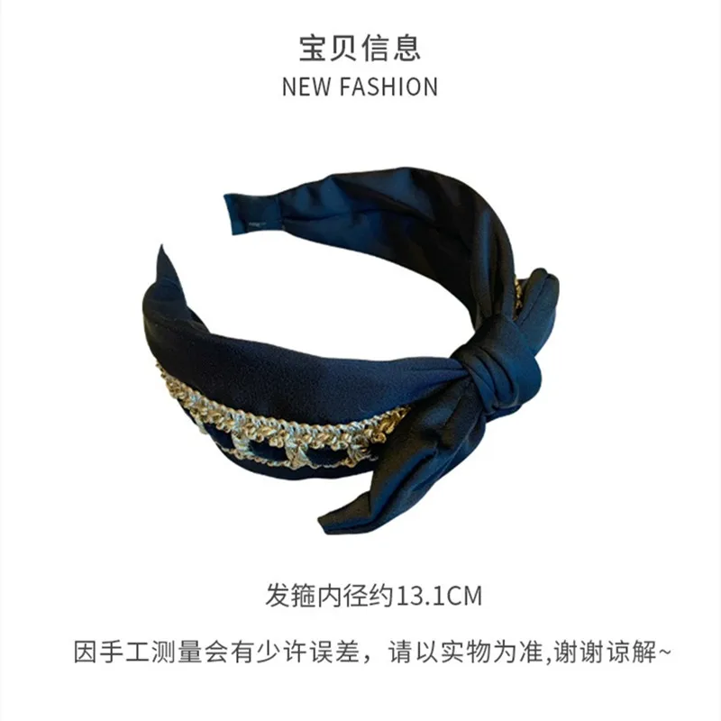 Vintage Velvet Weave Headband Hair Hoops For Women New Retro Fashion Chain Knotted Non-slip Wide Hairband Bow Headwrap Wholesale