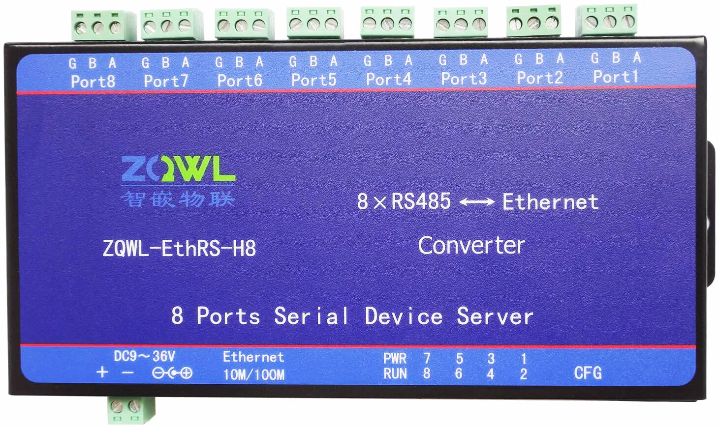 8-Way RS485 Serial Port Server/Network Converter/Modbus TCP to RTU