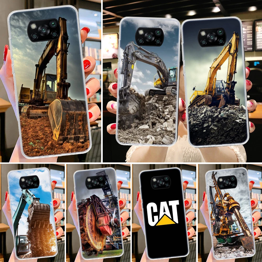 Excavating Machinery Bulldozer Man Phone Case For Xiaomi Poco X3 Nfc M3 F3 F1 Mi Note 10 Pro 11 Lite 11i 8 9 9T 10T CC9 A3 Cover