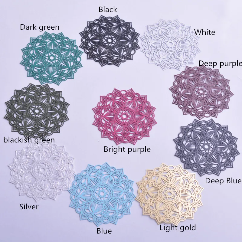 30 Stück AB6414 40mm Filigrane Mandala-Form Charms Ohrring-Verbinder Metall Messing Dünner Anhänger DIY Schmuck Ohrring-Herstellung – Detail 3