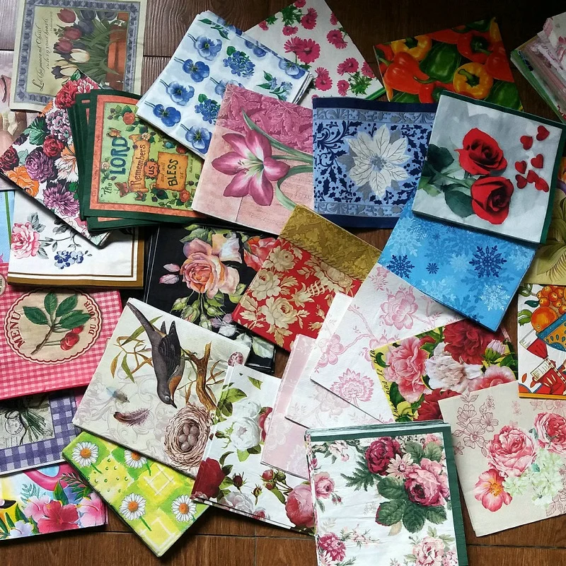 30 Sheets Assorted Paper Napkins for Decoupage Art Retro Vintage Decoupage Tissue Decorative Craft Decoupage Papers