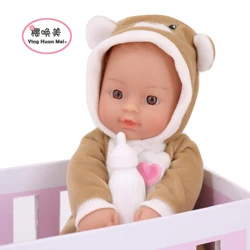 YHM11-inch Sweet Bear Baby , 100% Machine Washable, Comes with White Bottle,Soft Body Vinyl Play Toy Gift for Toddlers