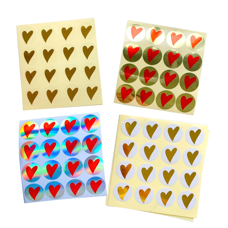 160 Stück/Los Runde Herz-Geschenk-Siegel-Etiketten, selbstklebende Kraftpapier-Siegel-Aufkleber für Backwaren, lustige DIY-Arbeiten – Detail 2