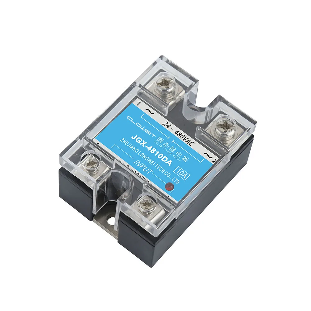 Cloweit JGX-4810DA 10A-100A DC Control AC CE Solid State Relay Input 3-32VDC Control Output 24-480VAC  (SSR-DA)