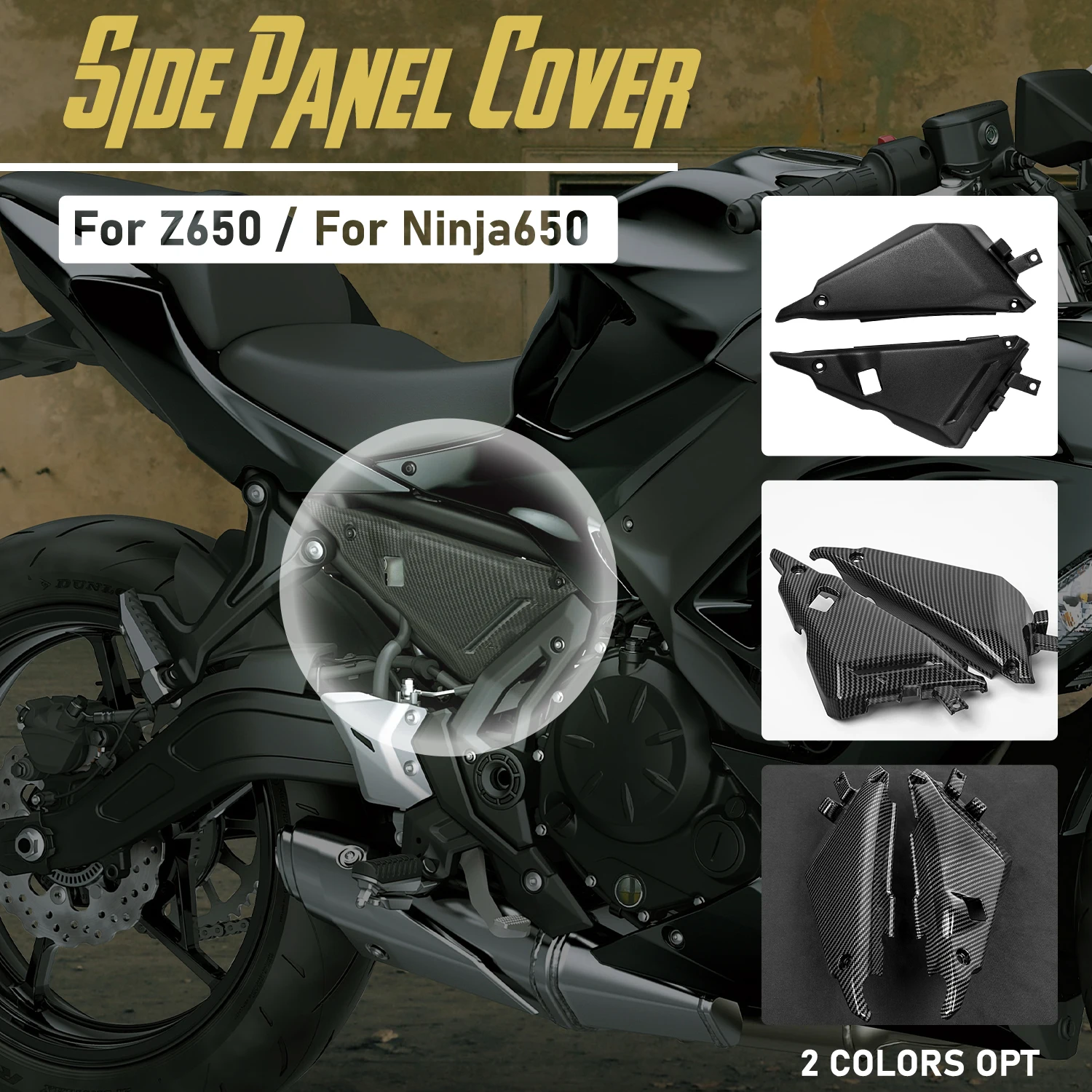 

For Kawasaki Z650 Z 650 NINJA 650 Ninja650 2017-2023 Motorcycle ABS Plastic Front Frame Side Cover Cowl Panel Trim Body Fairings