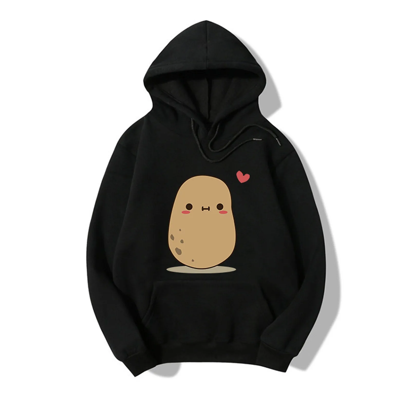 2021 Kawaii Vrouwen Hoodie Cartoon Aardappel Print Lange Mouwen Sweatshirt Losse Pocket Hooded Sweatshirts Sudaderas Con Capucha