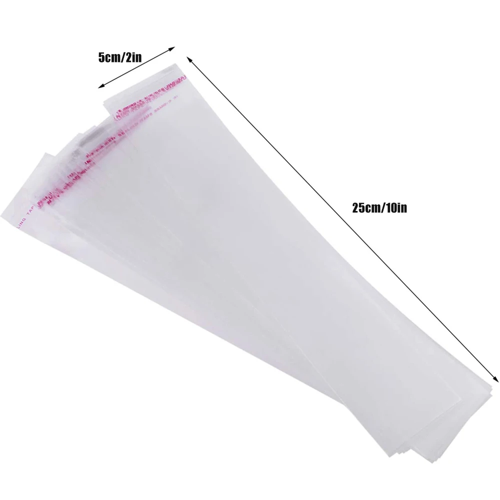 100 Pcs Self Sealing Cellophane Bags 5x25cm Clear Pretzel Rod Bags Resealable Cellophane Bag For Packaging Candy Gifts Favors