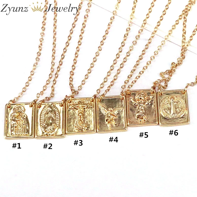 

10PCS, Gold Color Virgin Mary Pendant Necklaces For Women Catholic Necklace Religious Jewelry