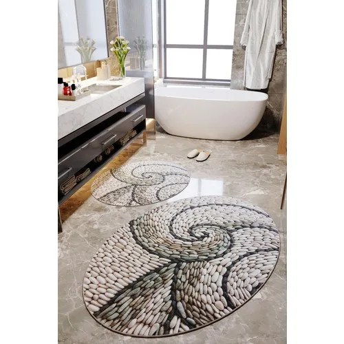 Washable 2'li Bath Mat Machine Mat Pvc Leather Floor Mop