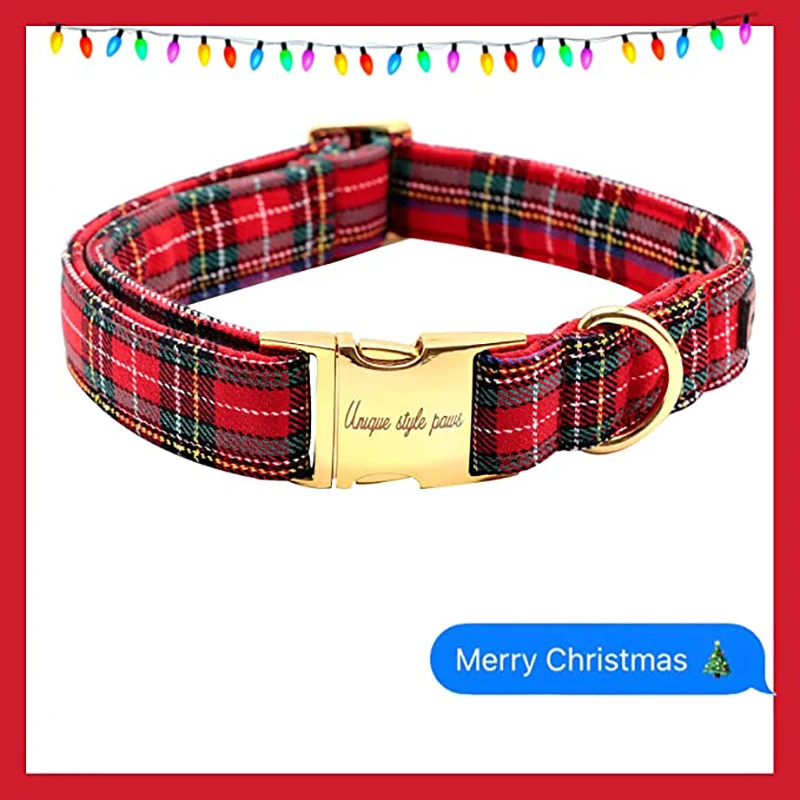 Unique Style Paws Christmas Adjustable Handmade Bowtie Dog and Cat Collar Pet Gift for Dogs and Cats