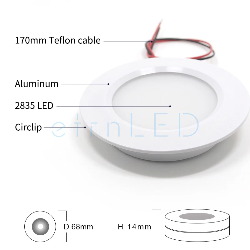 EtrnLED LED 스포트라이트, 보트 천장 지붕 램프, 실내 라운드 매입형 미니 포커스 캠핑 캐러밴 캐비닛, 모터홈, 6 개, 3W, 12V, 24V