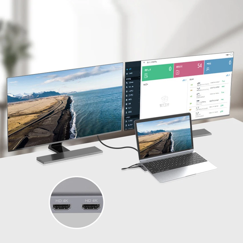 Multi-function 12 In 1 Docking Station Type C Adapter PD3.0 Power RJ45 USB-C Data Transmission 4K Laptop Hub Accessories