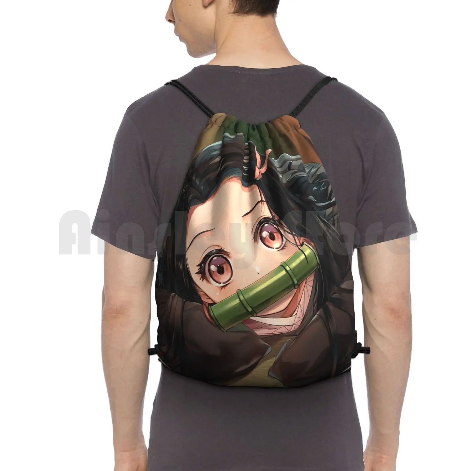 Kimetsu No Yaiba Nezuko Kamado. Nezuko Canvas Demon Nezuko Kamado Backpack Drawstring Bag Riding Climbing Gym Bag Kimetsu No