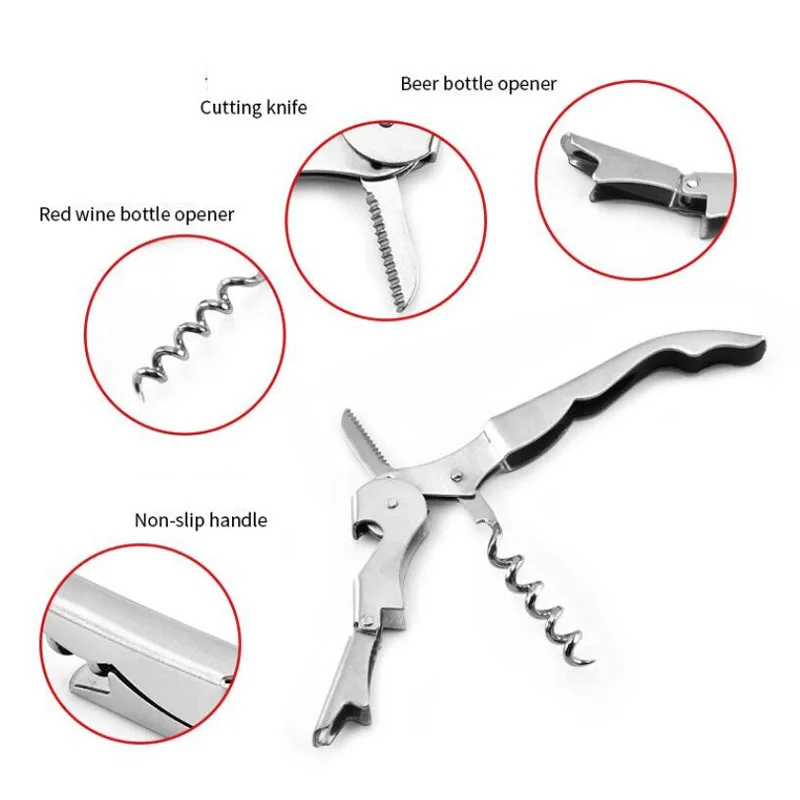 100Pcs/Lot Stainless Steel Red wine Corkscrew MultiFunction Wine Opener Bar Tools Accessories knife Beer Opener gifts