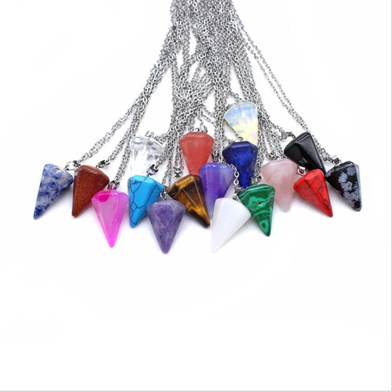 Fashion 1pcs Bullet Shape Pendant NecklacesHexagonal Prism Tiger's Eye stone Agates Pointed Pendants Fashion Women Jewelry