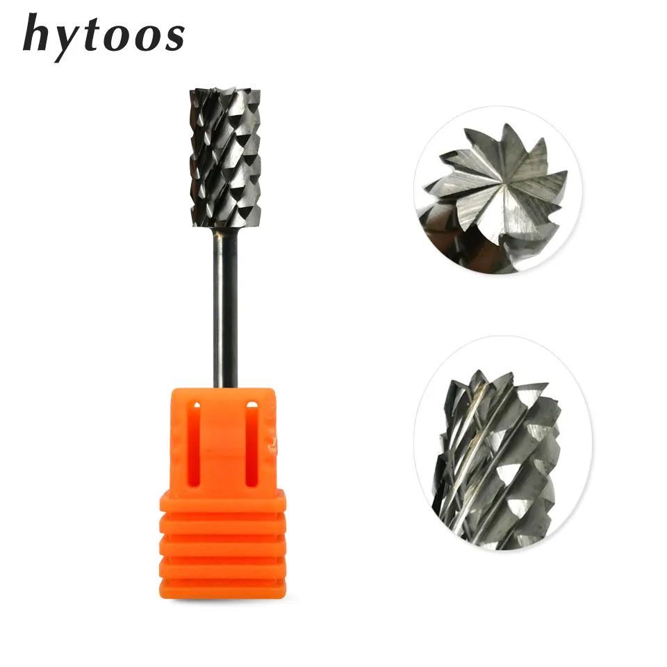 HYTOOS 5XC Top Cut Barrel Bit 3/32 Hartmetall Nagel Bohrer Bits Fräser Für Maniküre Bohrer Zubehör Schnelle Entfernen Gel