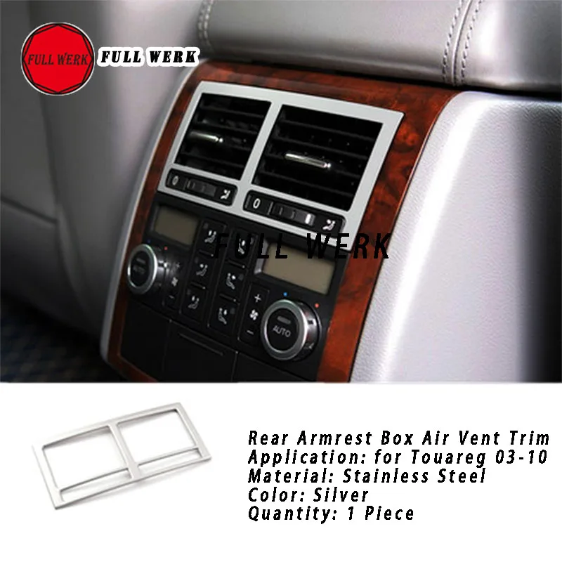 Matte SS Car Rear Ashtry Armrest Box Air Vent Trim Decoration Sticker Frame Cover for Touareg 03-10 Interior Moudling Accessorie