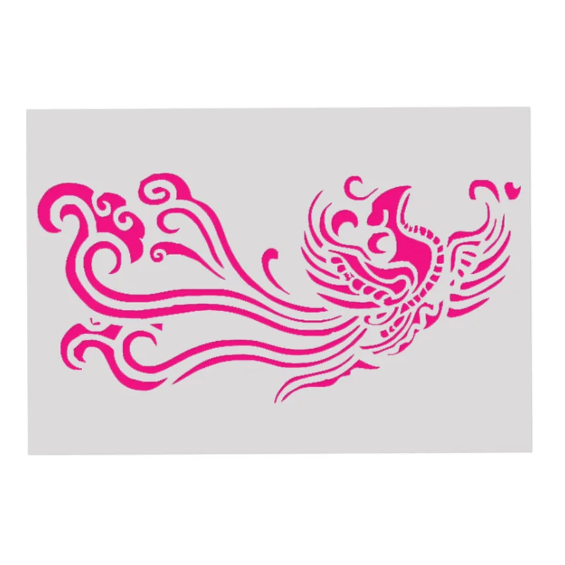 2pc Dragon Phoenix Pattern Painting Template Stencils For Wall Scrapbooking Diary Stamp Album Coloring Embossing Decor Reusable
