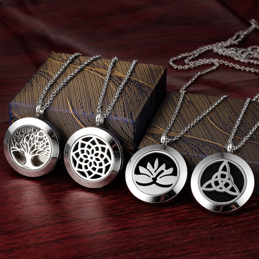 Celtic Trinity Knot Wholesale Essential Oils Diffuser Necklace Stainless Steel Pendant Aromatherapy Perfume Magnetic Locket