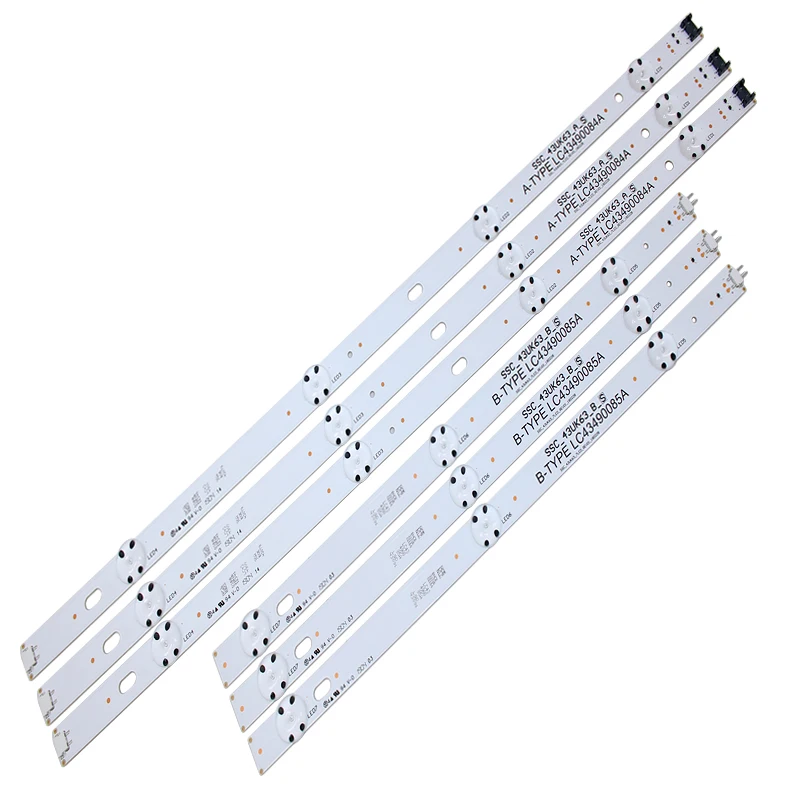 New Kit 6 PCS LED Backlight Strip For LG 43UJ6300 43UK6300PUE LC43490087A LC43490088A LC43490077A LC43490078A SSC_43UJ63_A
