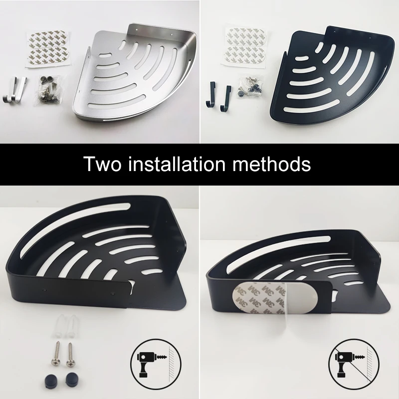 MOL Aluminum Bathroom Shelf Shower Shampoo Soap Cosmetic Shelves Black Golden Color Bathroom Accessories  Rack Holder OT001 image 6