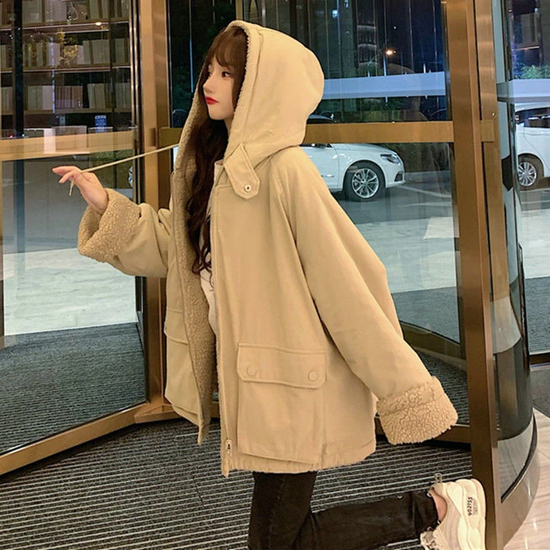 Winter Double Sided Can Wear Jacket 2021 Women\'s Imitation Lambs Wool Lamb Down Oversize Outwear Female Harajuku Style Jacket