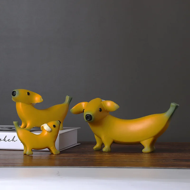 

3pcs/pair New Creative Banana Dog Large Resin Crafts Decoration Living Room Bedroom Study Entrance Decoration Decoration Gift