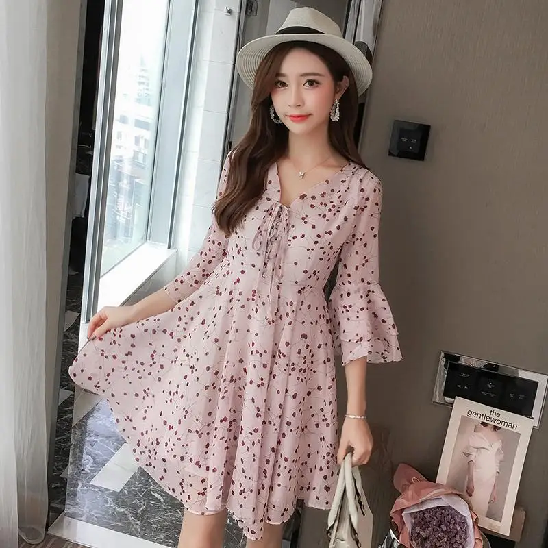 New Summer Women dress Print Slim Bali Fairy Brief Paragraph Seaside Holiday Than Thailand Dresses