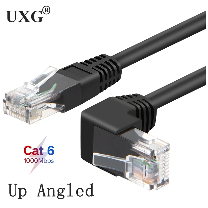 Cat6 kabel Ethernet RJ45 l-type UTP kabel sieciowy 1m-10m Patch Cord 90 stopni kąt Cat6a Lan kable do laptopa Router TV, pudełko