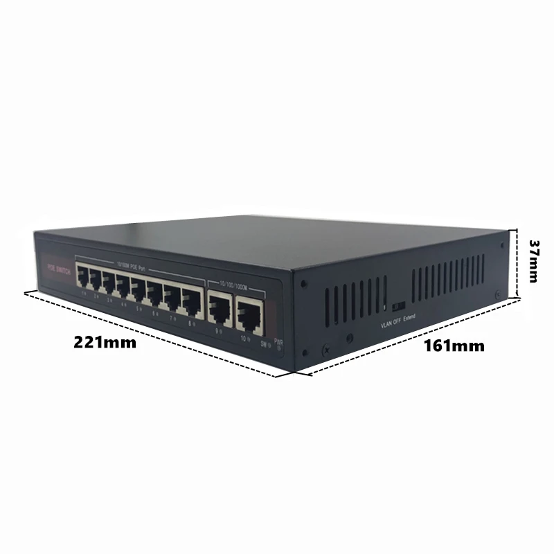 Interruptor Ethernet POE de 48V, con 8 puertos de 10/100Mbps, IEEE 802,3 af/at adecuado para cámara IP/AP inalámbrico/sistema de cámara CCTV