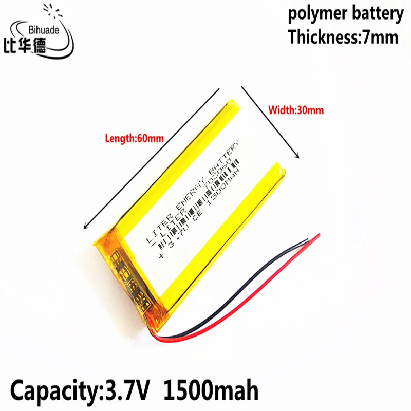 Litrowa bateria energetyczna 3.7V 1500MAH 703060 litowo-polimerowa LiPo akumulator do Mp3 słuchawki PAD DVD kamera bluetooth